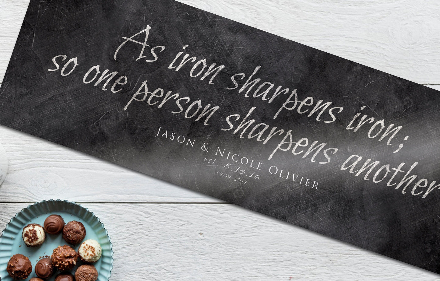 Proverbs 27:17, As Iron Sharpens Iron Personalized Wall Sign - HoneycombProverbs - Signs - Christian Wall Art