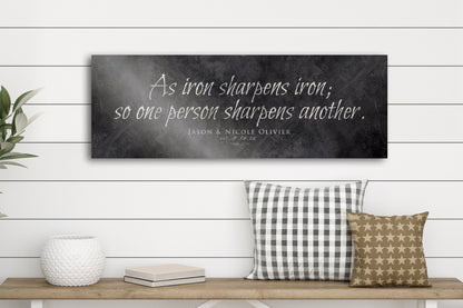 Proverbs 27:17, As Iron Sharpens Iron Personalized Wall Sign - HoneycombProverbs - Signs - Christian Wall Art
