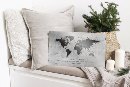Our Adventure Map; Vintage Tin Anniversary Wall Art, room view, 10th anniversary tin