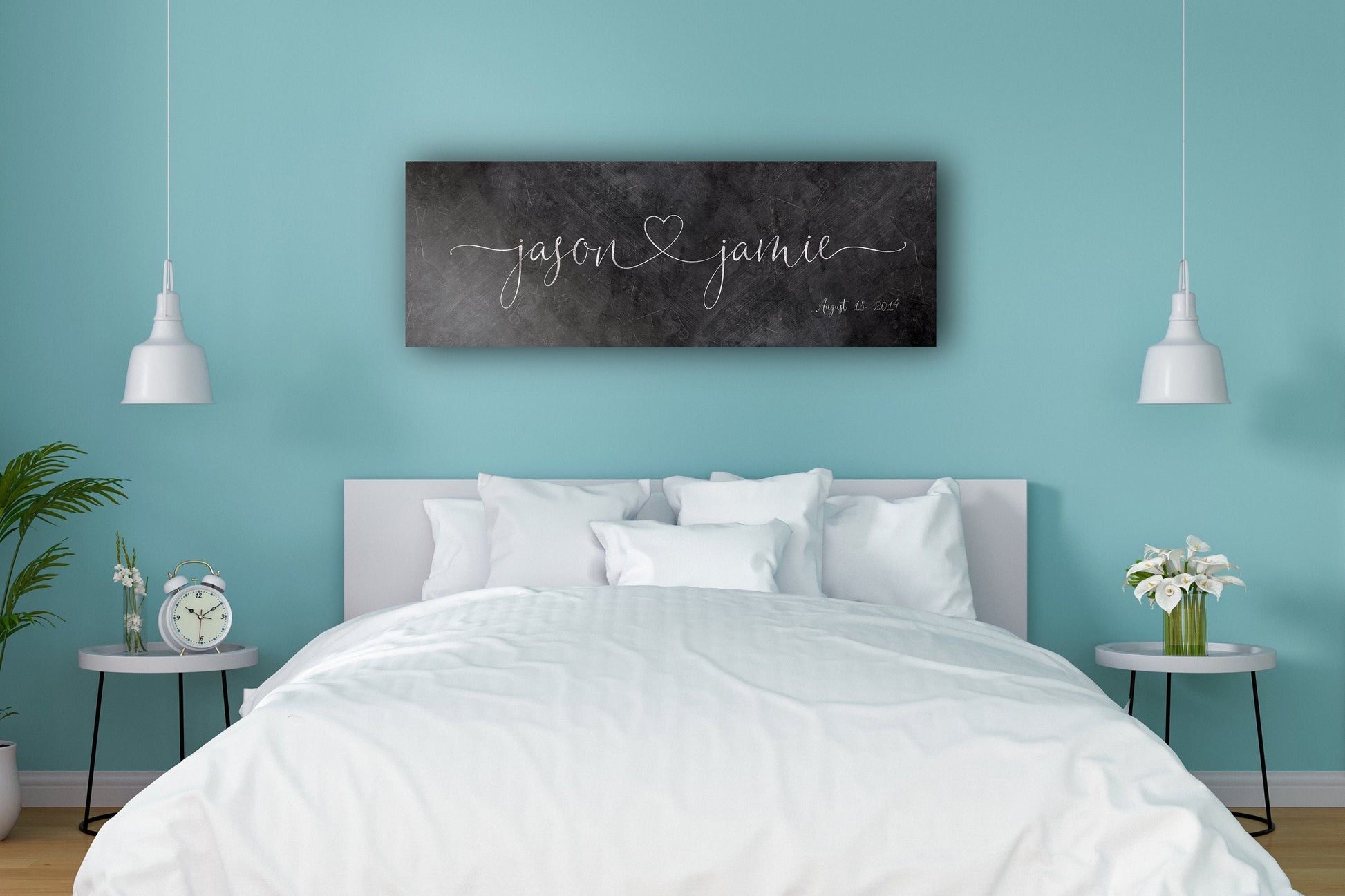 Iron Heart Connected Name Sign for Couples - HoneycombProverbs - Signs - Name Signs Wall Art