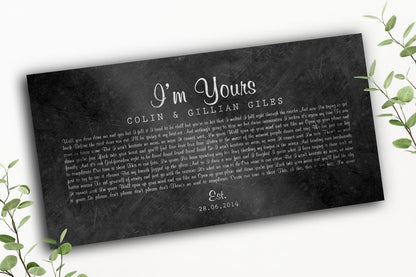 Custom Wedding Song Sign on Iron - HoneycombProverbs - Signs - Iron Anniversary Gifts