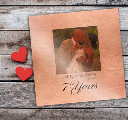 Personalized Distressed Copper Anniversary Photo Gift, additional view 9, 7th anniversary copper