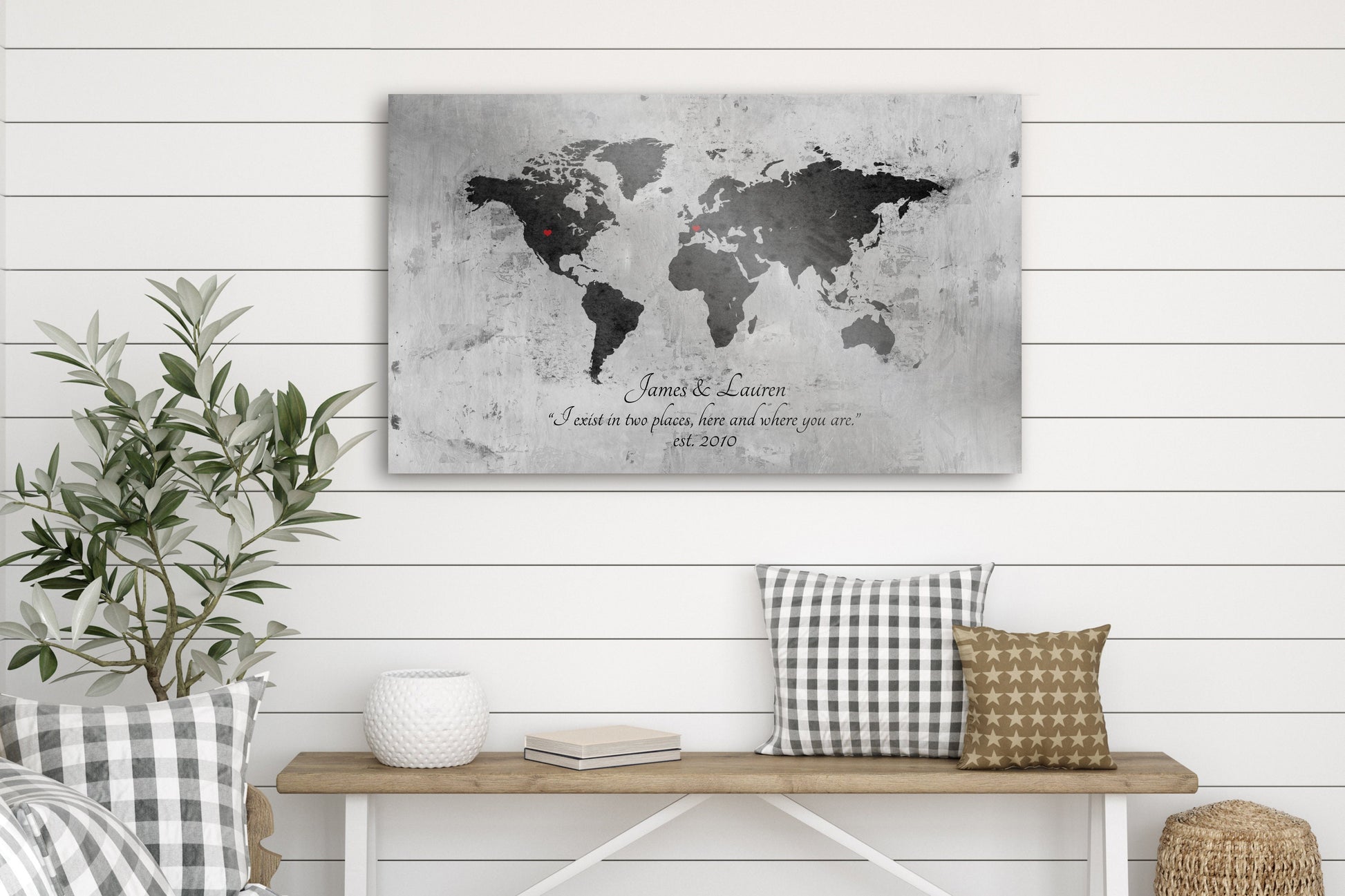 Personalized "Love Around the Globe" Sign on Tin - HoneycombProverbs - Signs - Tin Anniversary Gifts