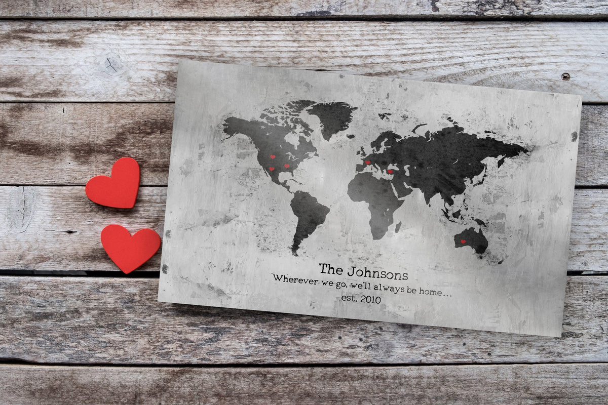 Our Adventure Map; Vintage Tin Anniversary Wall Art - HoneycombProverbs - Signs - Tin and Aluminum Gifts