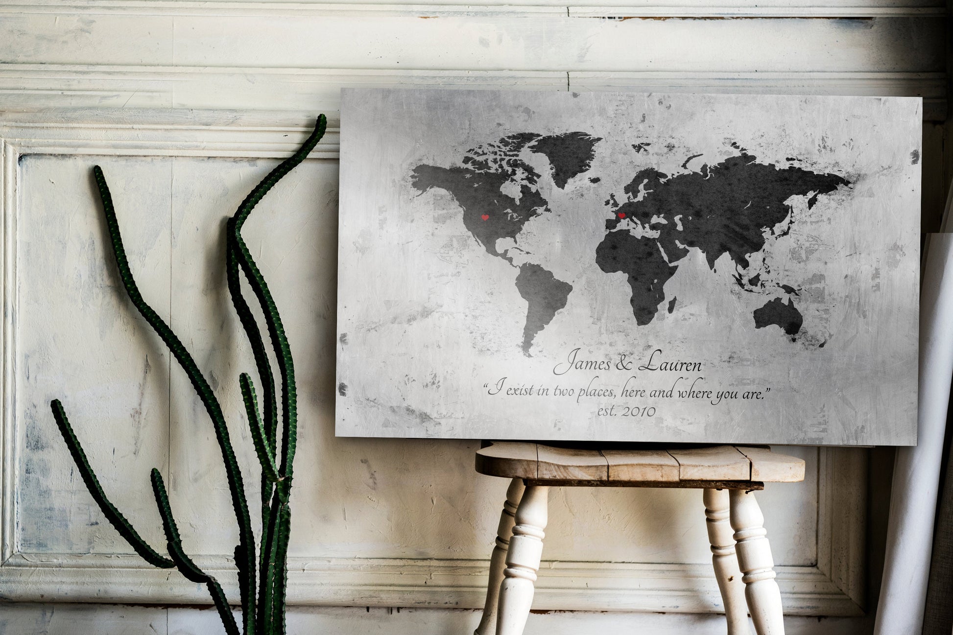 Personalized "Love Around the Globe" Sign on Tin - HoneycombProverbs - Signs - Tin Anniversary Gifts