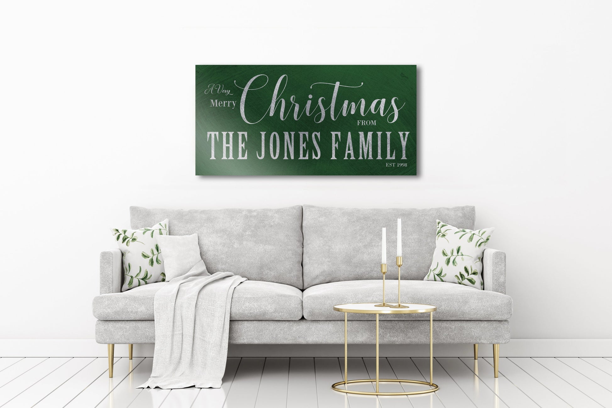 Retro Family Name Holiday Sign in Green - HoneycombProverbs - Signs - 