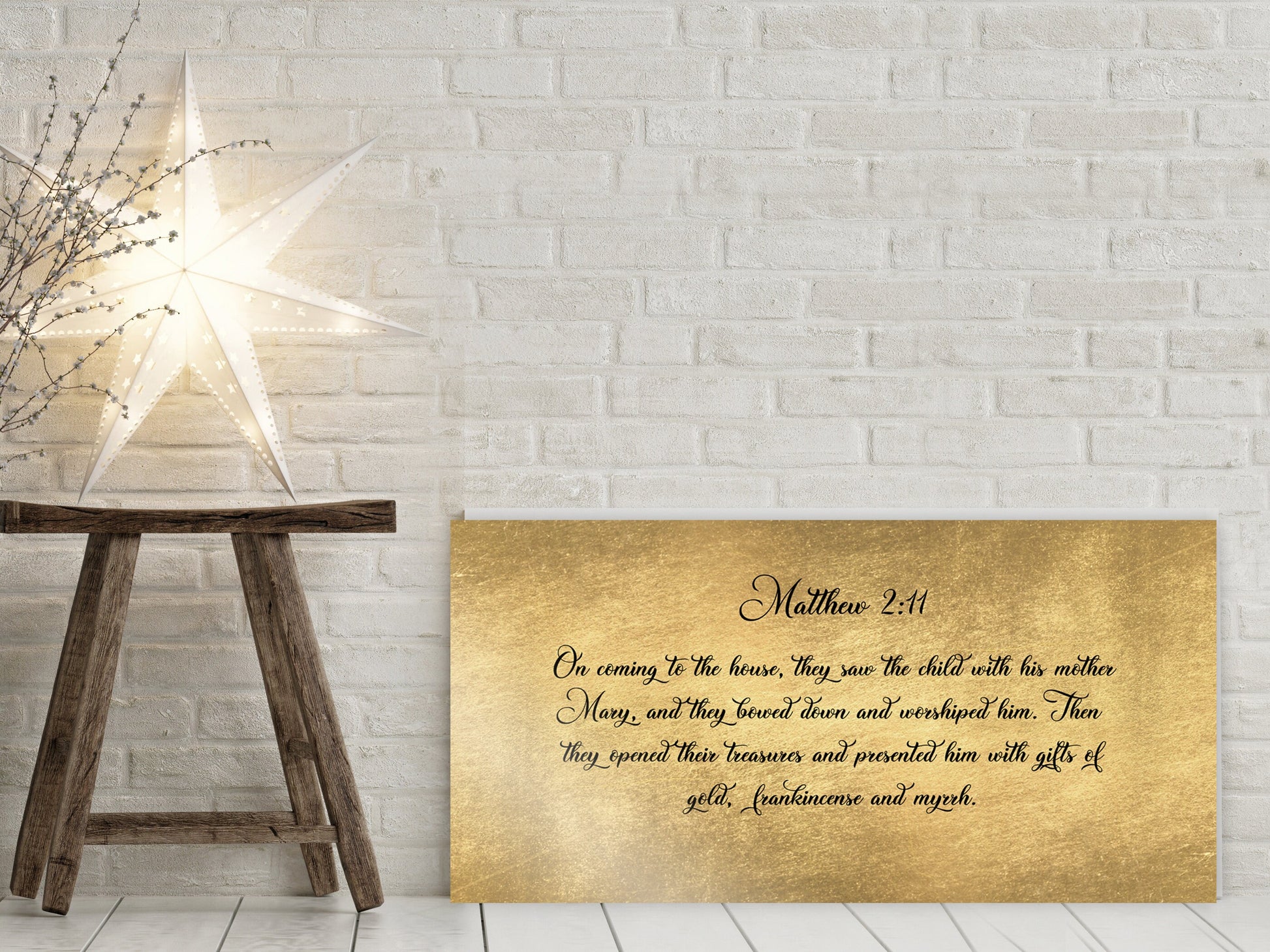 Matthew 2:11 Rustic Christmas Scripture Sign - HoneycombProverbs - Signs - 