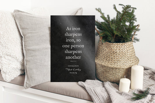 As Iron Sharpens Iron, His and Her Gift - HoneycombProverbs - Signs - Christian Wall Art
