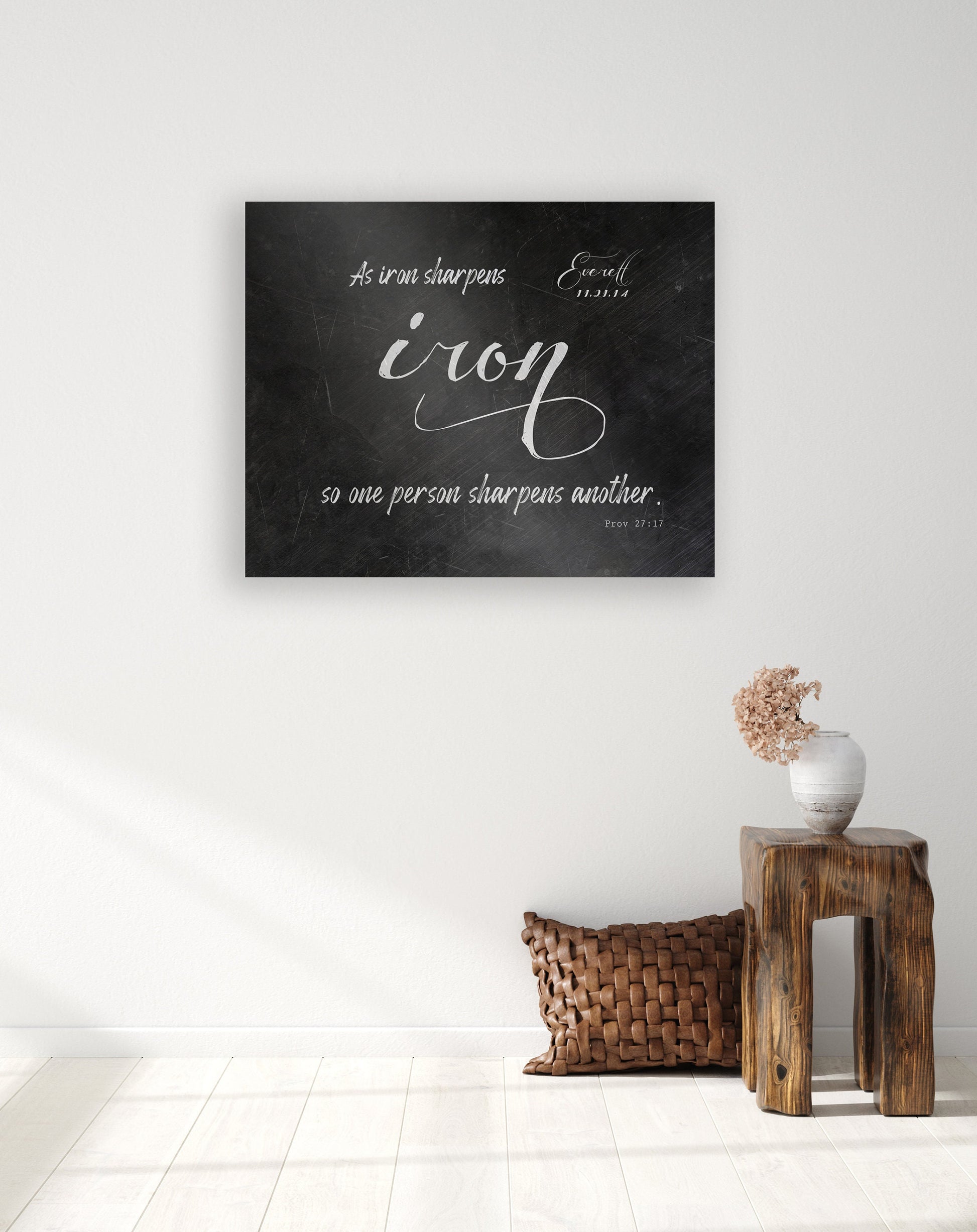 As Iron Sharpens Iron, Personalized - HoneycombProverbs - Gifts For The Couple - Christian Wall Art