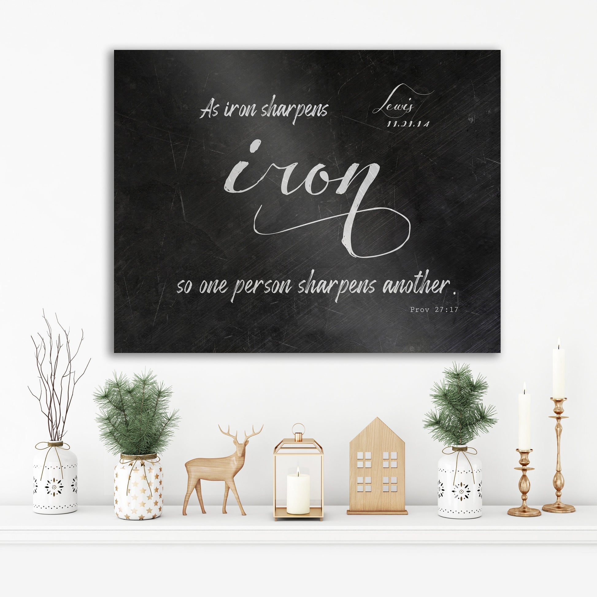 As Iron Sharpens Iron, Personalized - HoneycombProverbs - Gifts For The Couple - Christian Wall Art