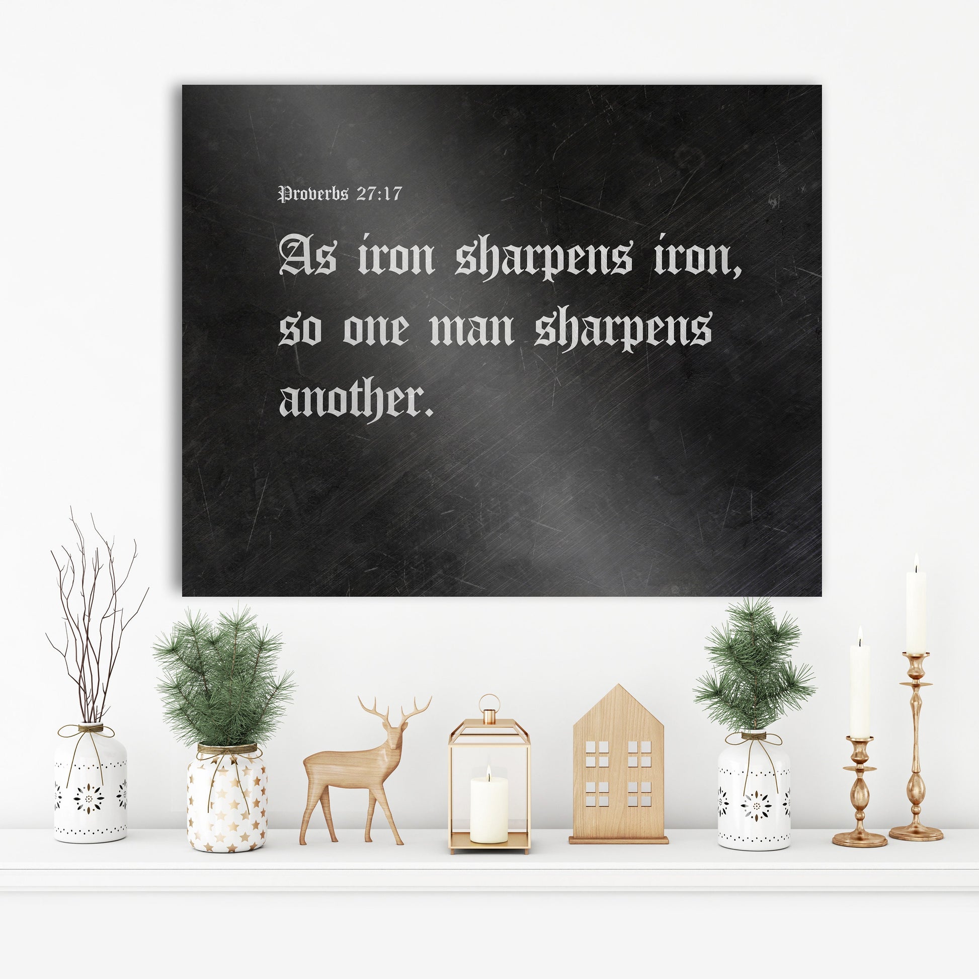 Iron Sharpens Iron, Iron Gift - HoneycombProverbs - Gifts For The Couple - Christian Wall Art