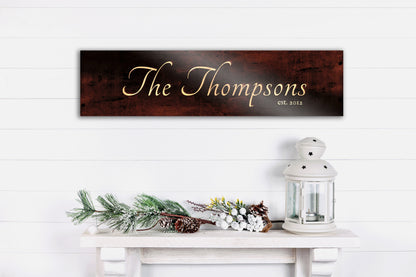 Family Name Sign, shown on the wall, 8th anniversary bronze