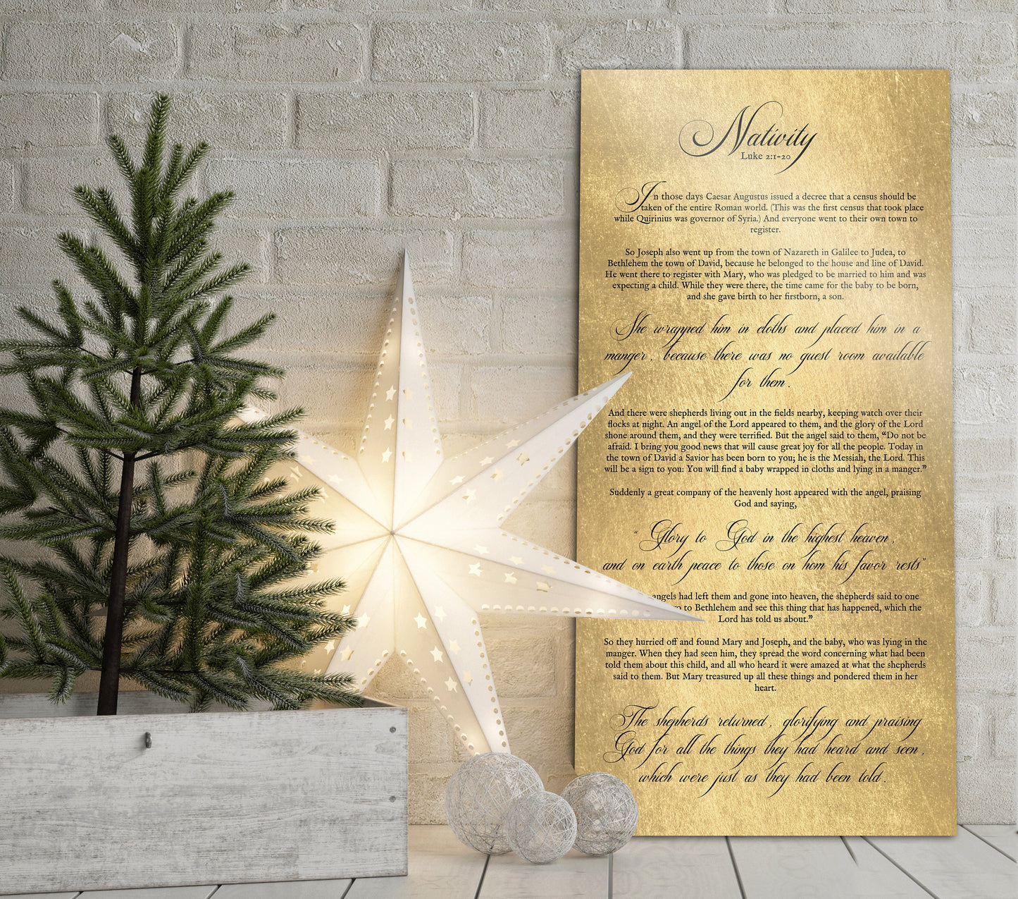 Nativity Story Sign in Rustic Gold - HoneycombProverbs - Signs - 