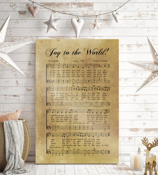 Christmas Carol Sign: "Joy to the World" in Rustic Gold - HoneycombProverbs - Signs - 