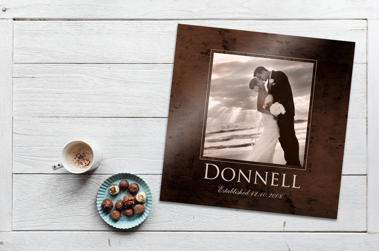 Wedding Photo on Bronze Keepsake - HoneycombProverbs - Wall Decor - Photo Plaques