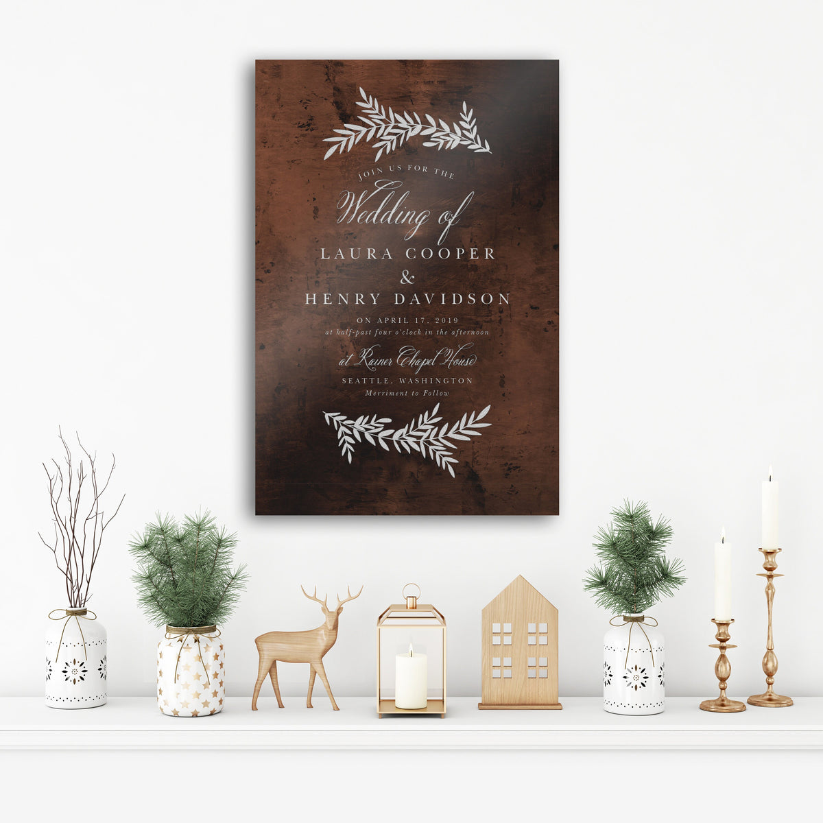 Inscribed Wedding Invitation on Metal - HoneycombProverbs - Gifts For The Couple - Bronze Anniversary Gifts