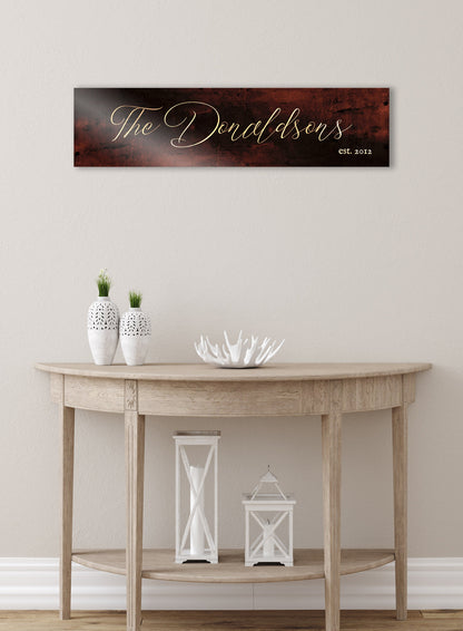 Family Name Sign, size and option view, 8th anniversary bronze