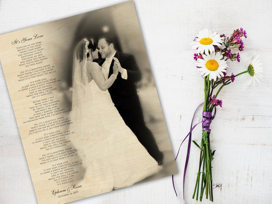 Wood Photo Gift with Words - HoneycombProverbs - Gifts For The Couple - Photo Lyrics Wall Art