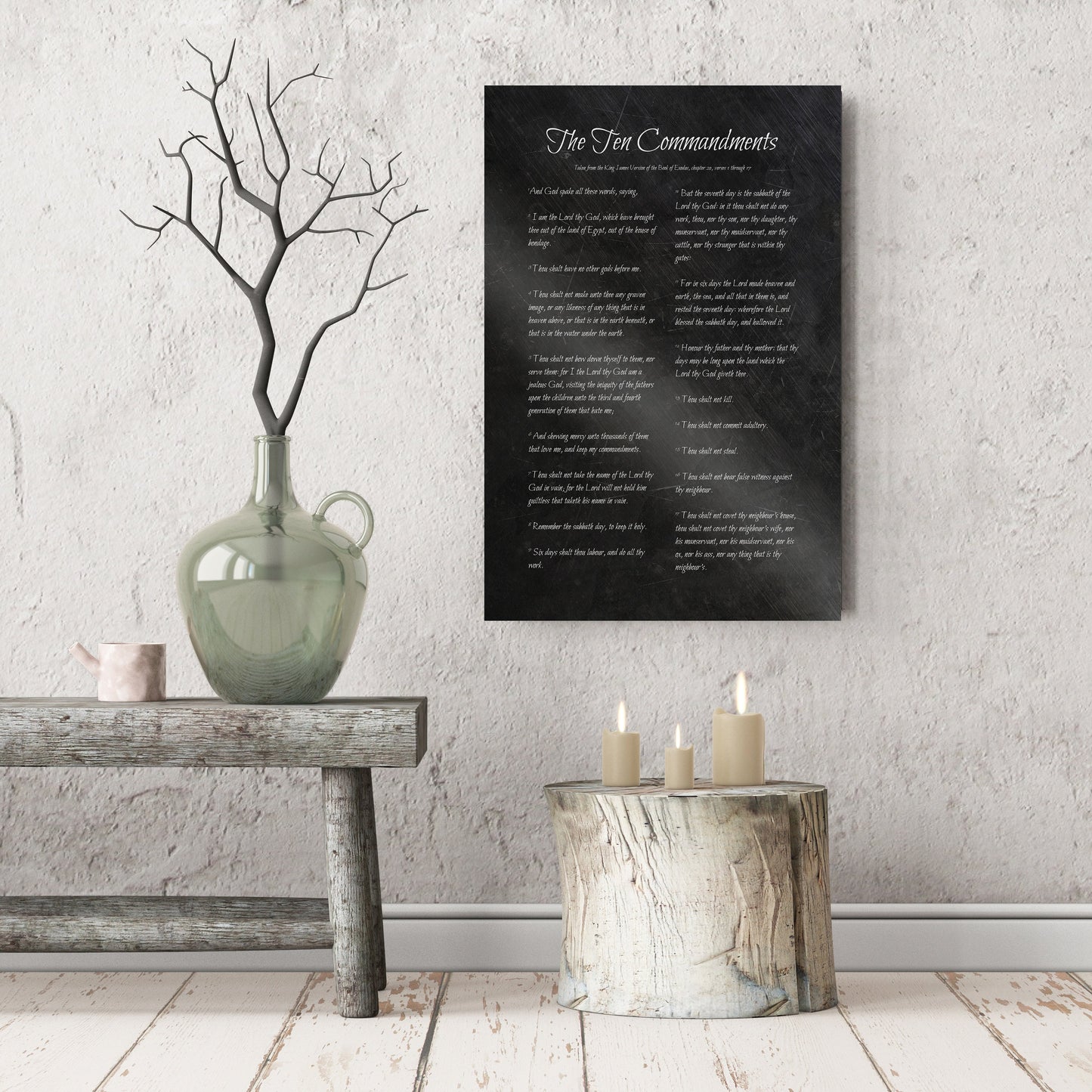 Iron Alloy Bible Verse Plaque: The Ten Commandments - HoneycombProverbs - Religious Home & Decor - Christian Wall Art