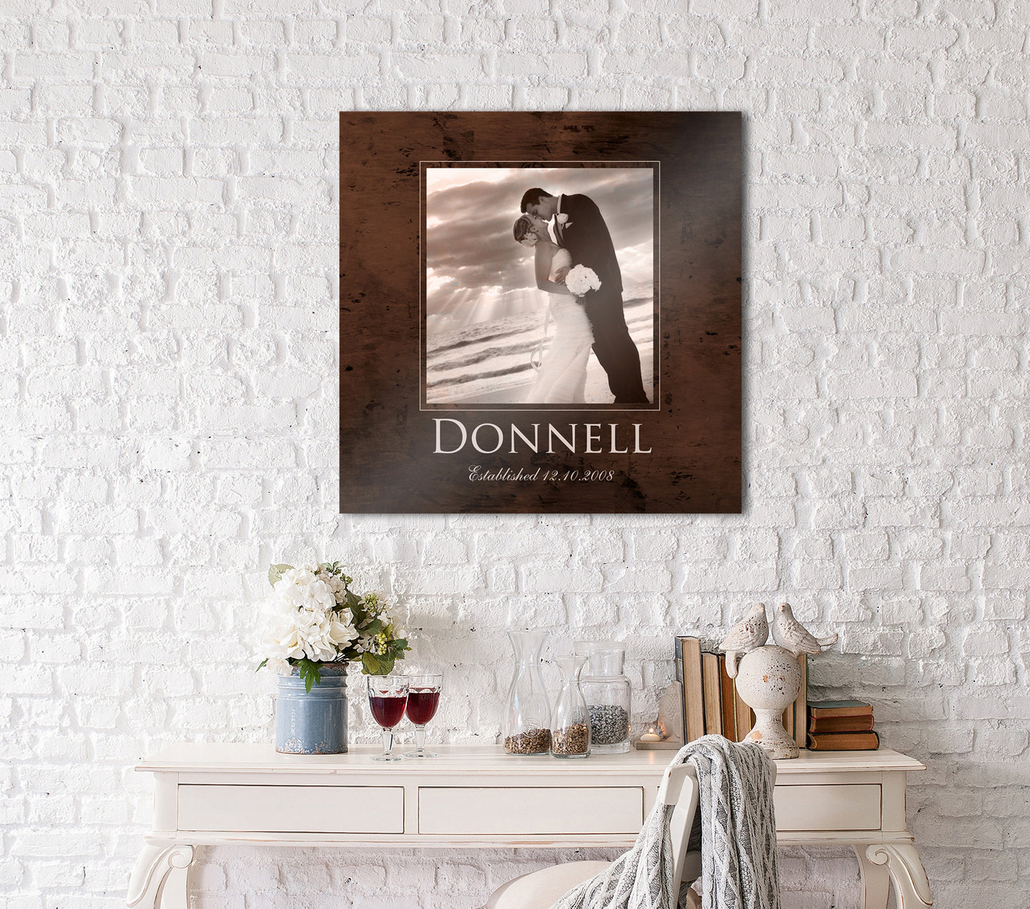 Wedding Photo on Bronze Keepsake - HoneycombProverbs - Wall Decor - Photo Plaques