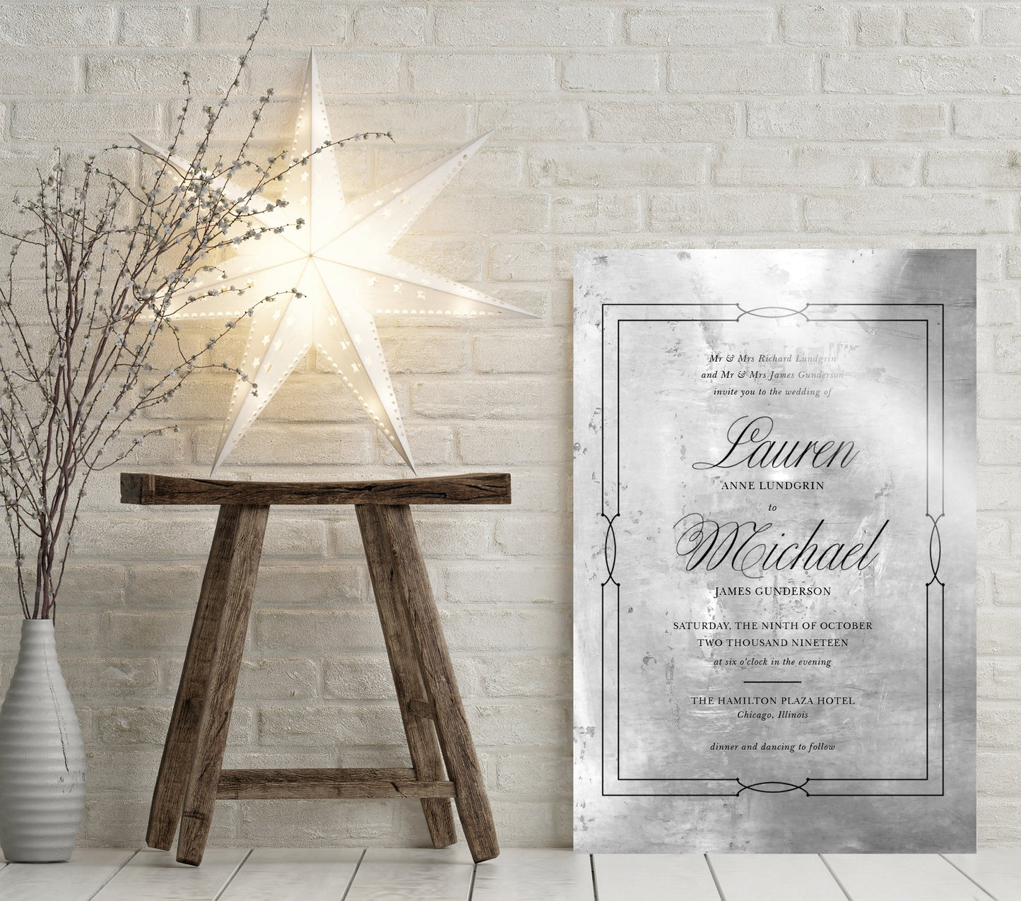 Inscribed Wedding Invitation on Metal - HoneycombProverbs - Gifts For The Couple - Bronze Anniversary Gifts