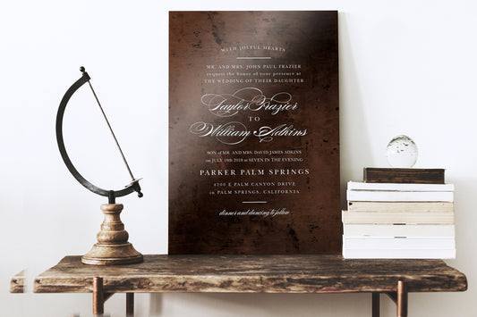 Inscribed Wedding Invitation on Metal - HoneycombProverbs - Gifts For The Couple - Bronze Anniversary Gifts