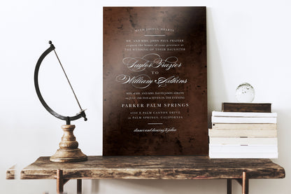 Inscribed Wedding Invitation on Metal - HoneycombProverbs - Gifts For The Couple - Bronze Anniversary Gifts