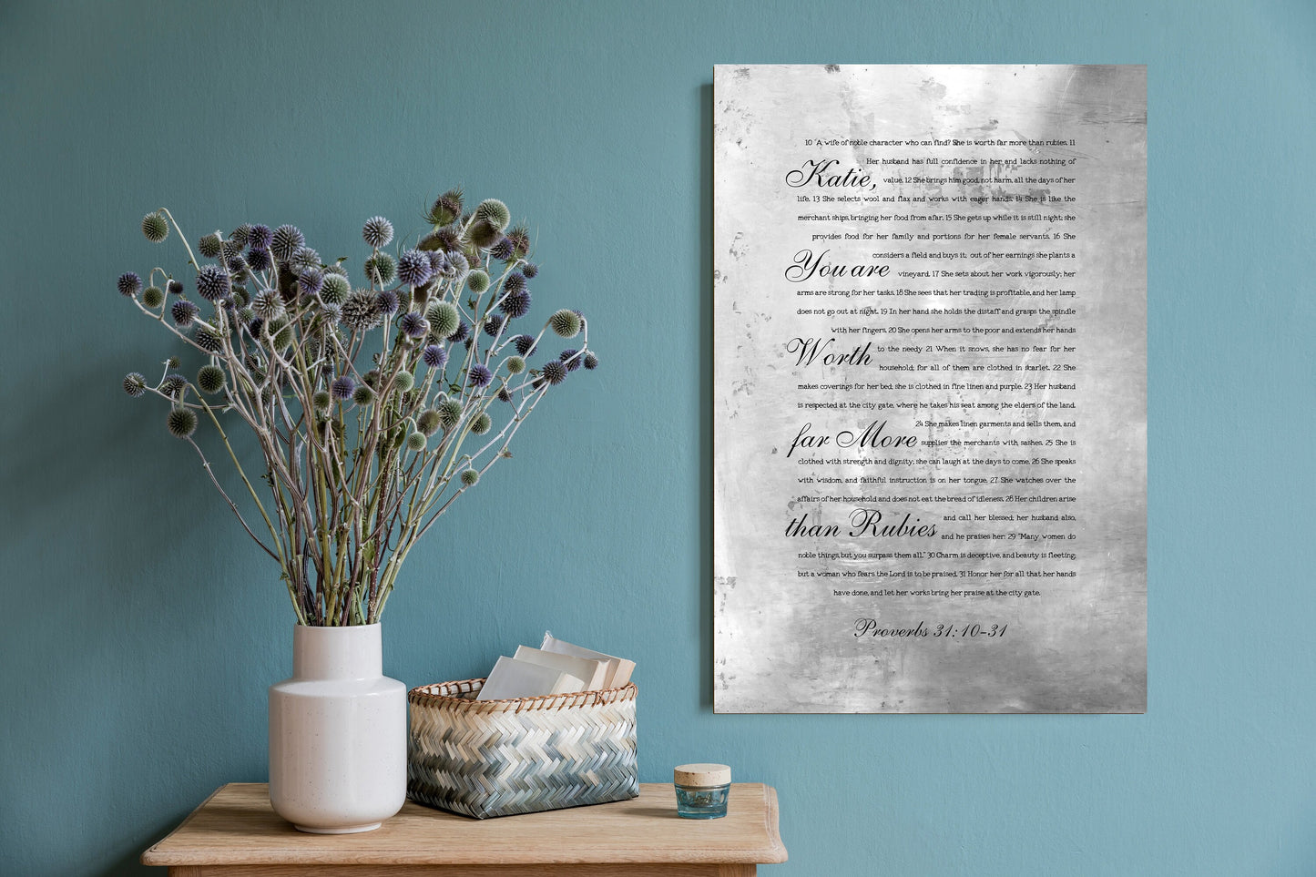 Worth Far More than Rubies Personalized Scripture for Her - HoneycombProverbs - Signs - Christian Wall Art