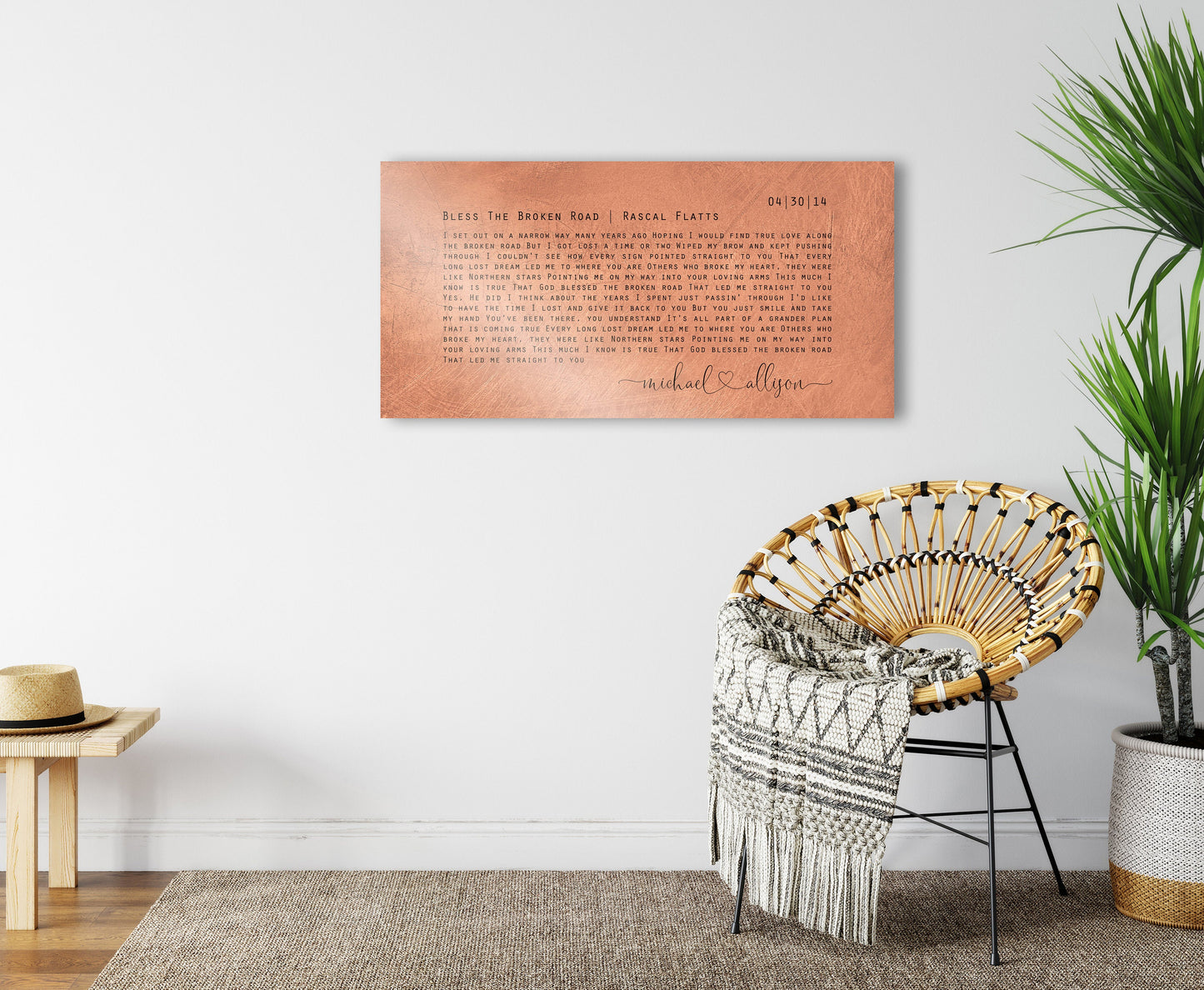 Custom Lyric Sign on Copper - HoneycombProverbs - Signs - Copper Anniversary Gifts