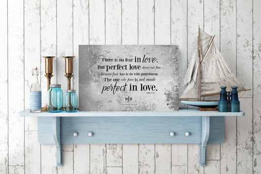 Monogrammed 1 John 4:18 Sign Custom Wedding Plaque - HoneycombProverbs - Wall Decor - Christian Wall Art