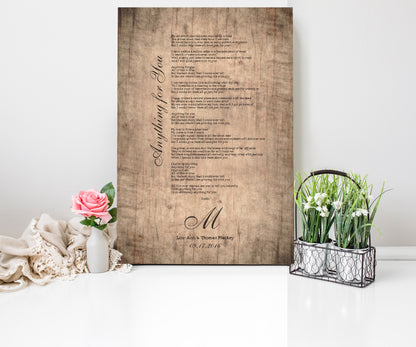 Rustic Farmhouse Wood Song Lyric Sign - HoneycombProverbs - Signs - 5 year anniversary gifts
