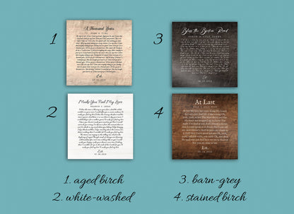 5 Year Anniversary Song Lyric Sign - HoneycombProverbs - Signs - Rustic Lyrics Wall Decor