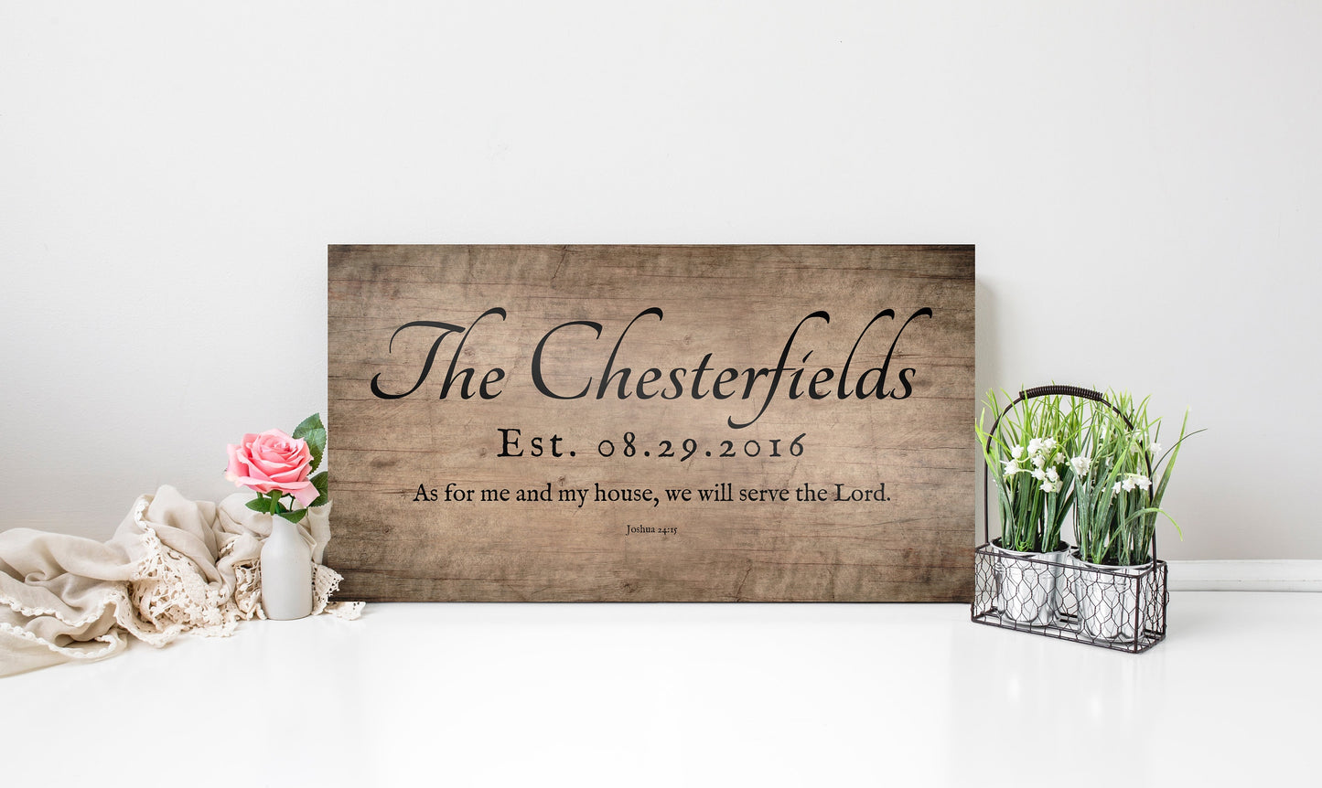 5th Anniversary Joshua 24:15 Family Name Sign - HoneycombProverbs - Signs - Christian Wall Art