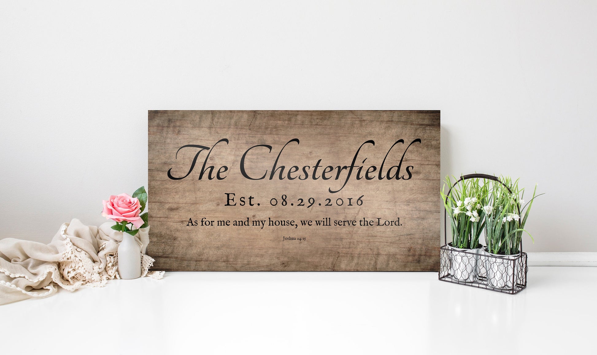 Wooden Family Name Sign with Scripture - HoneycombProverbs - Signs - Christian Wall Art