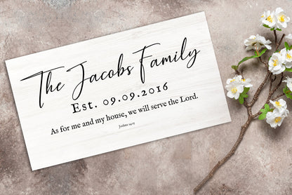 5th Anniversary Joshua 24:15 Family Name Sign, personalization detail, 5th anniversary wood