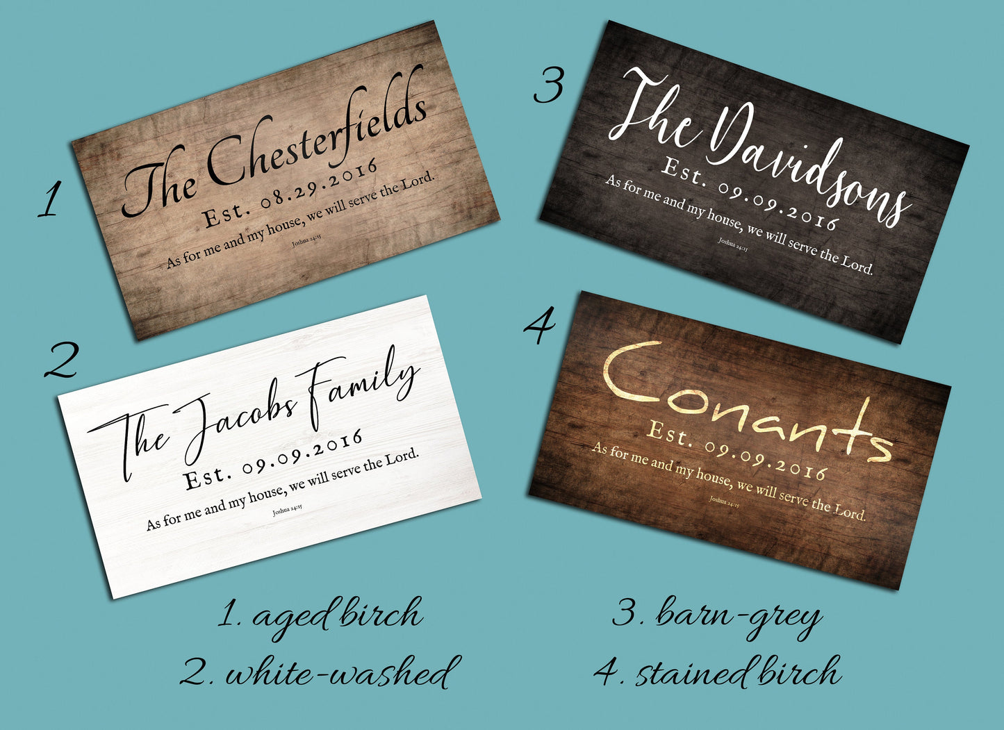 5th Anniversary Joshua 24:15 Family Name Sign - HoneycombProverbs - Signs - Christian Wall Art