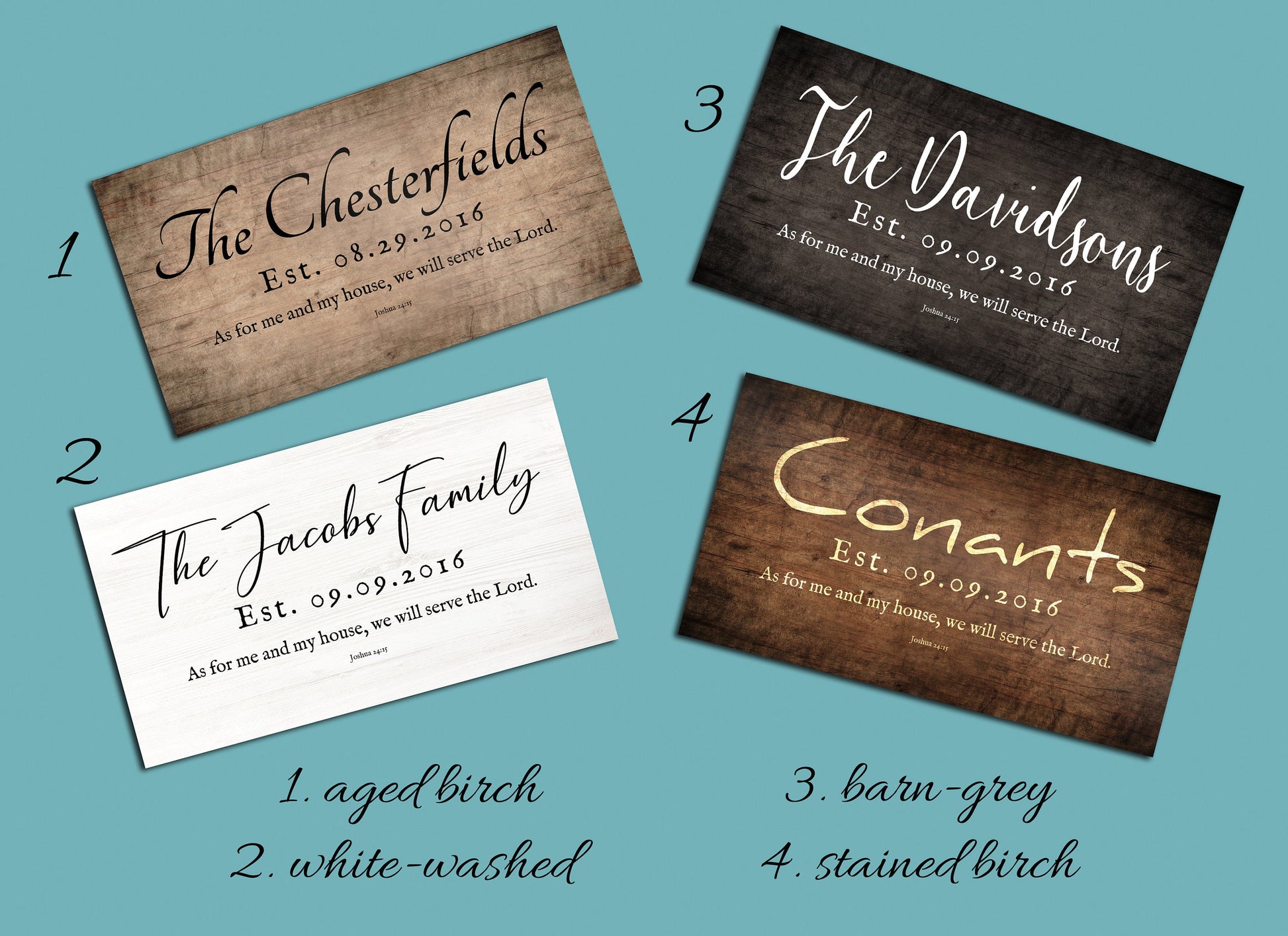 5th Anniversary Joshua 24:15 Family Name Sign - HoneycombProverbs - Signs - Christian Wall Art