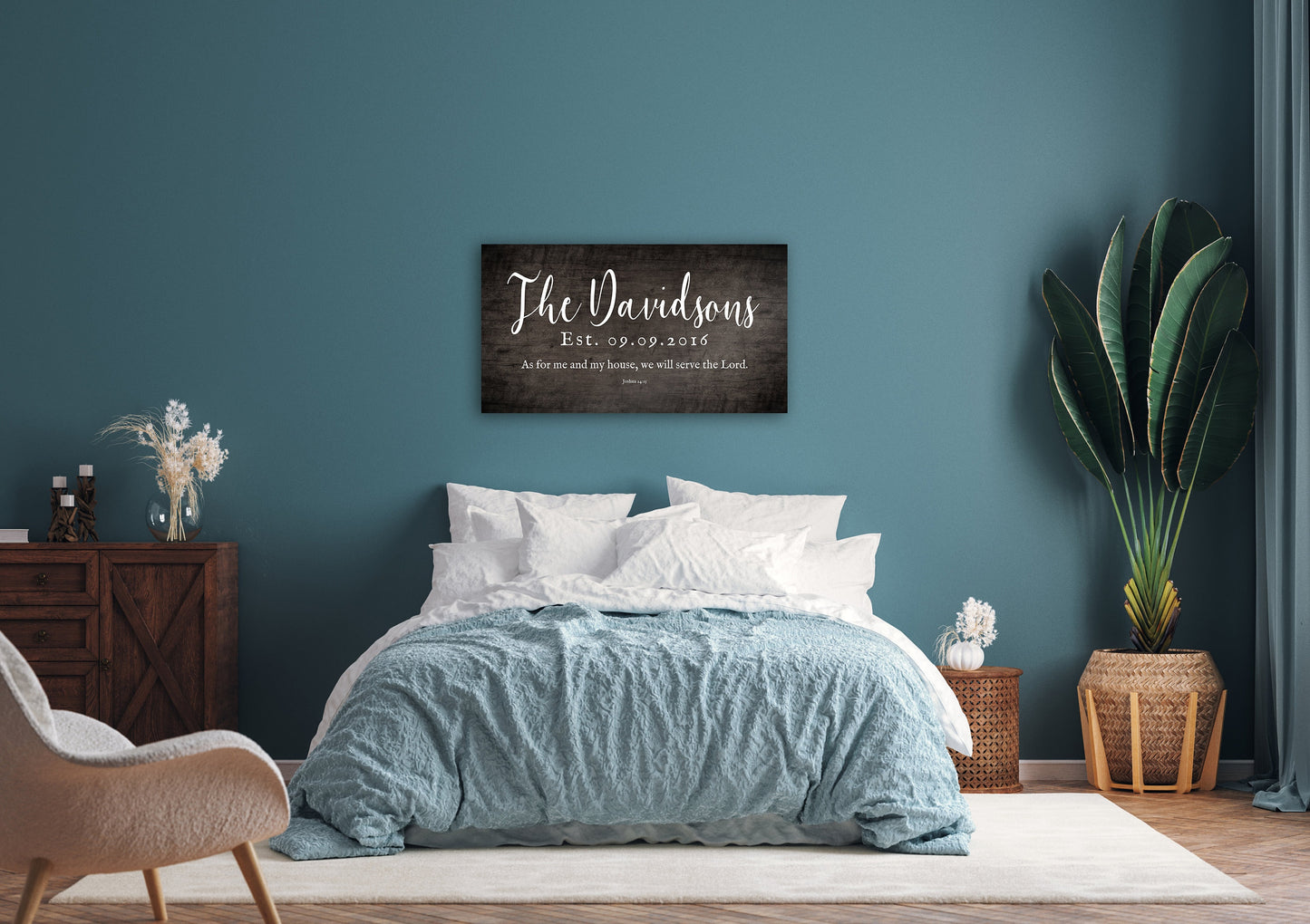 5th Anniversary Joshua 24:15 Family Name Sign - HoneycombProverbs - Signs - Christian Wall Art