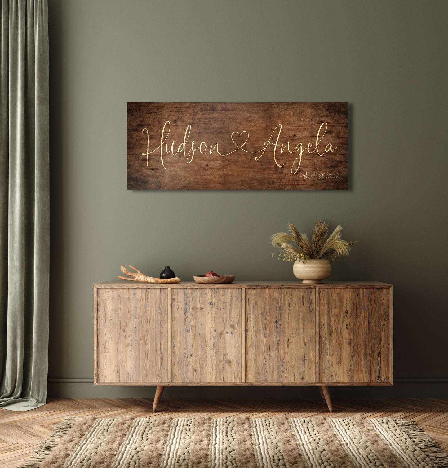 Heart Connected Names Established Sign for Couple's - HoneycombProverbs - Gifts For The Couple - Name Signs Wall Art