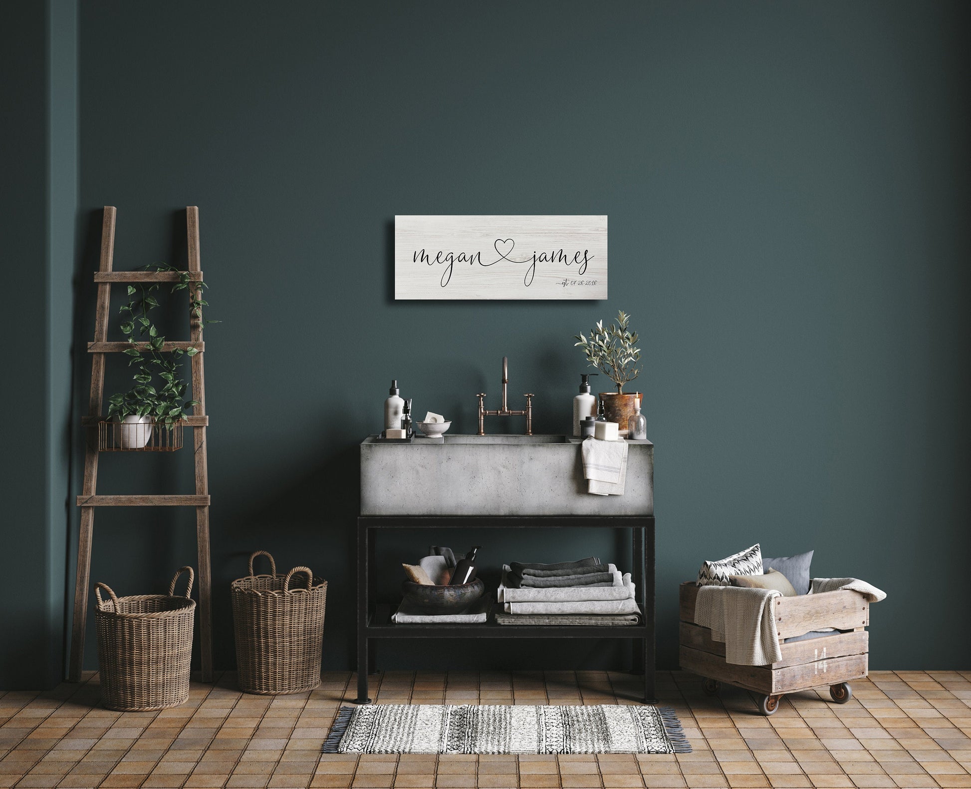 Our Names on Wood Established Sign for Couples - HoneycombProverbs - Signs - Name Signs Wall Art