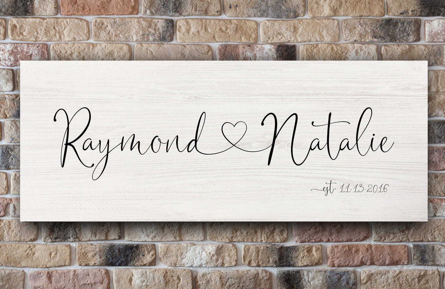 Heart Connected Names Established Sign for Couple's - HoneycombProverbs - Gifts For The Couple - Name Signs Wall Art