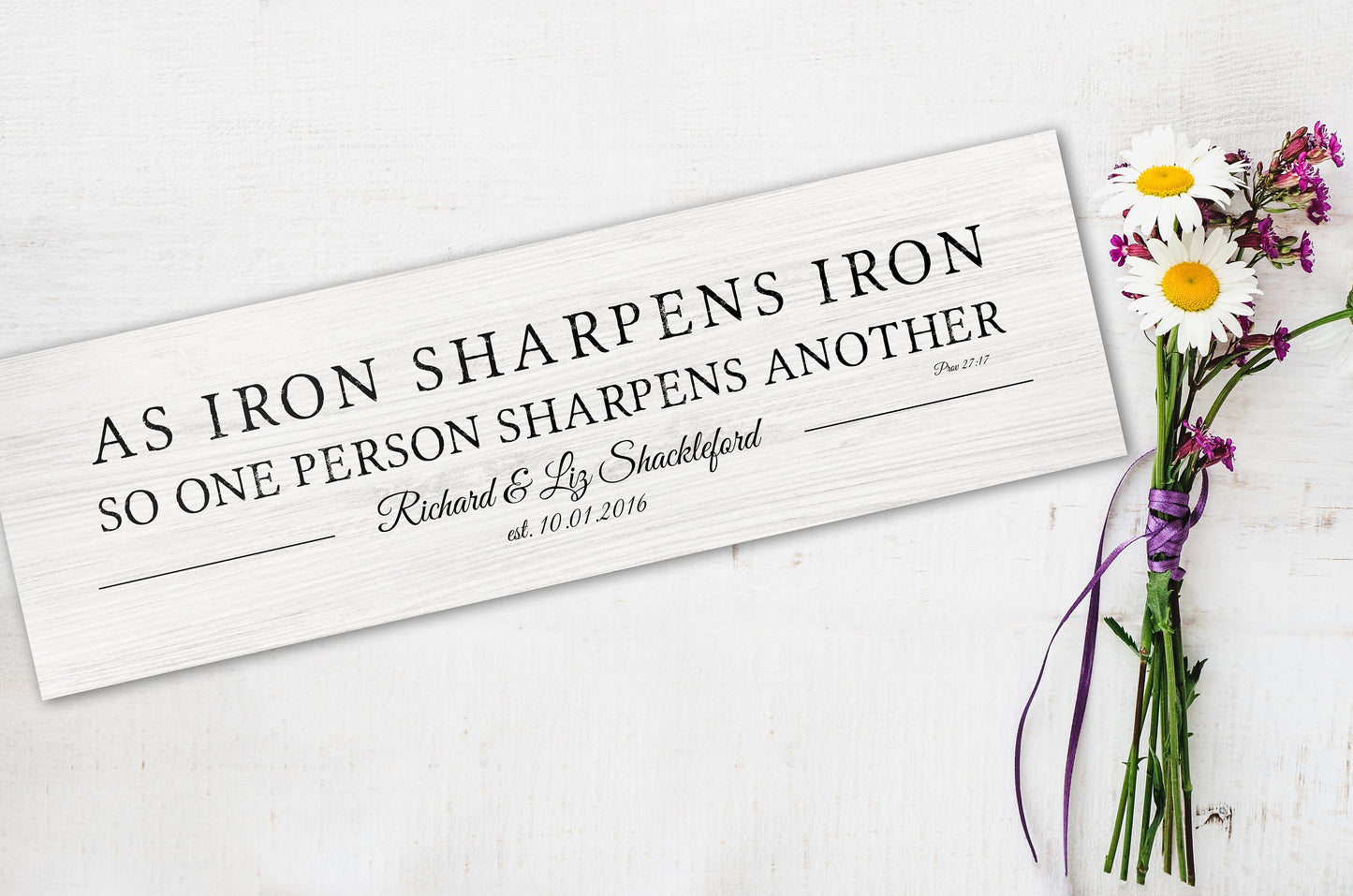 His and her Iron Sharpens Iron Wood Sign - HoneycombProverbs - Signs - 5 year anniversary gifts