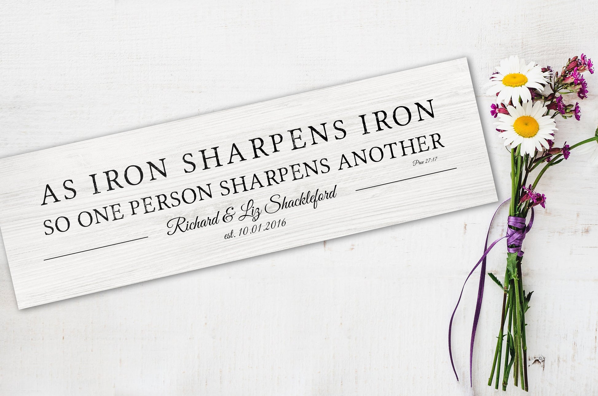 His and her Iron Sharpens Iron Wood Sign - HoneycombProverbs - Signs - 5 year anniversary gifts