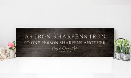 Proverbs 27:17 Personalized Couples Gift on Wood - HoneycombProverbs - Gifts For The Couple - Christian Wall Art