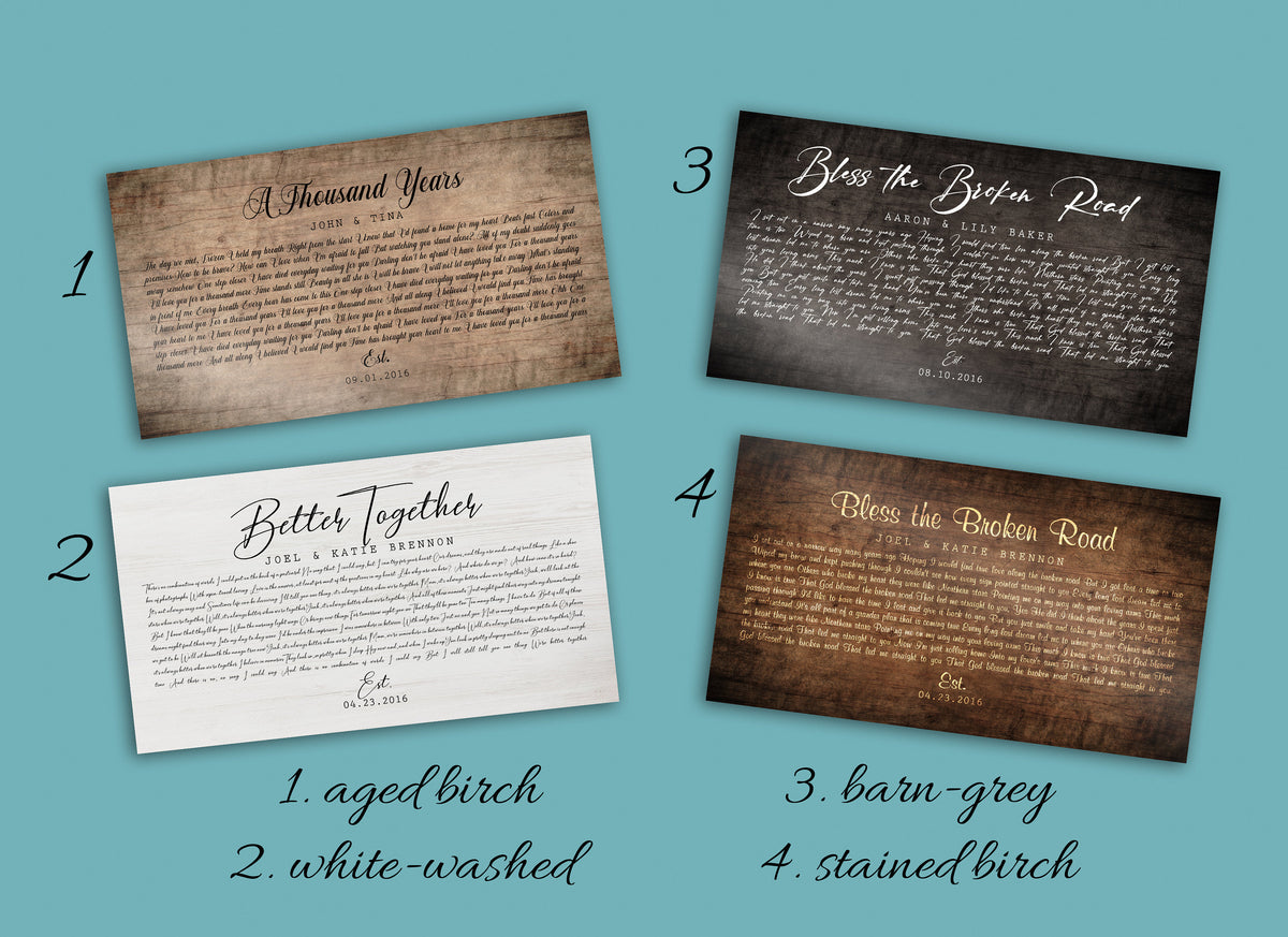 Farmouse Rustic Custom Song Lyric Sign - HoneycombProverbs - Signs - 5 year anniversary gifts