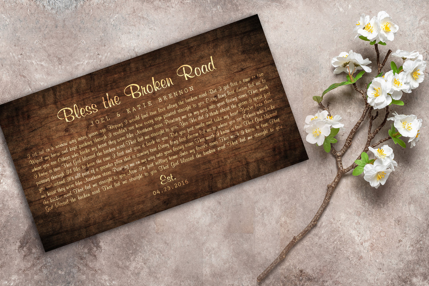 5th Anniversary Wood Song Lyric Sign - HoneycombProverbs - Signs - 5 year anniversary gifts