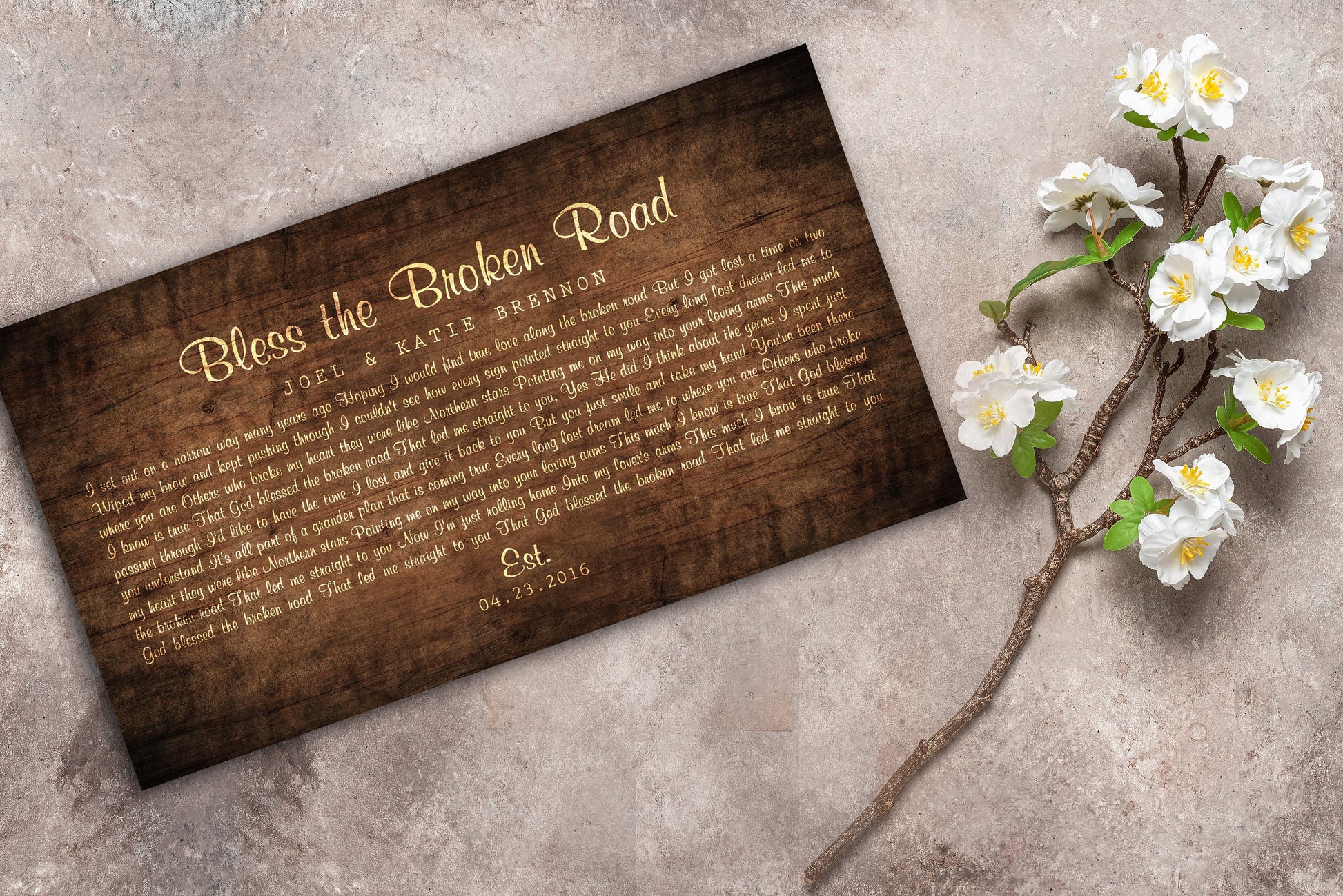 5th Anniversary Wood Song Lyric Sign - HoneycombProverbs - Signs - 5 year anniversary gifts