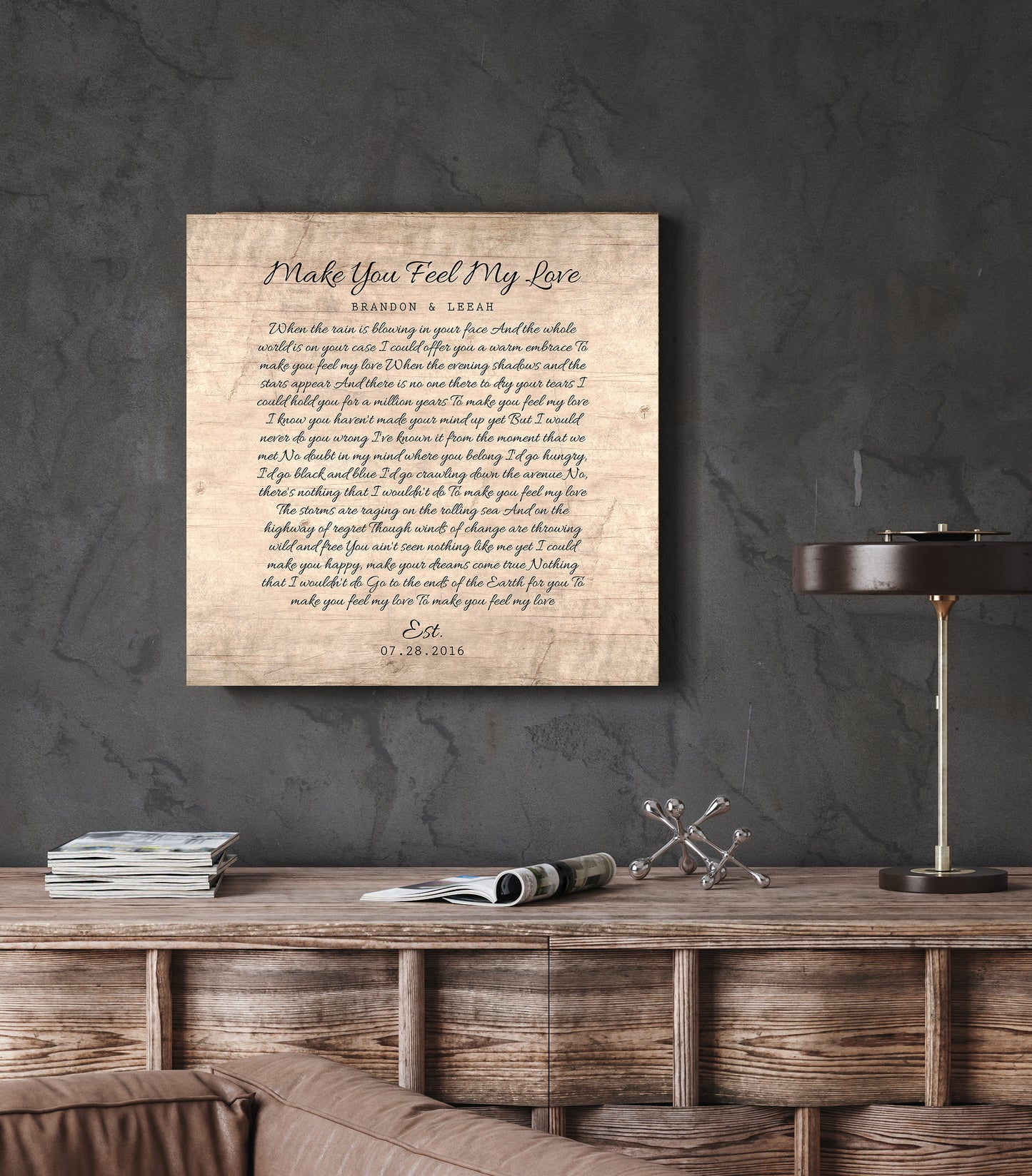 5 Year Anniversary Song Lyric Sign - HoneycombProverbs - Signs - Rustic Lyrics Wall Decor