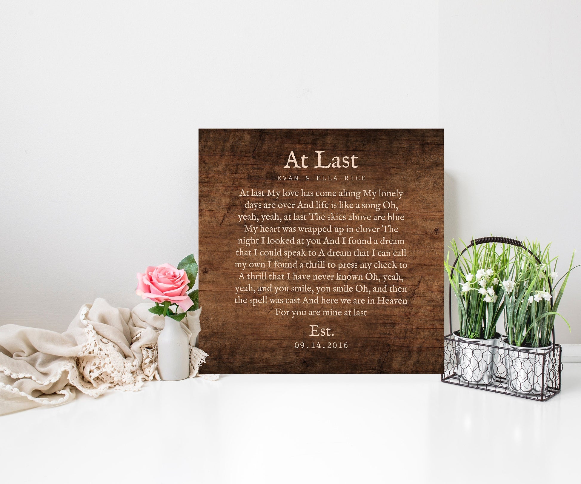 5 Year Anniversary Song Lyric Sign - HoneycombProverbs - Signs - Rustic Lyrics Wall Decor