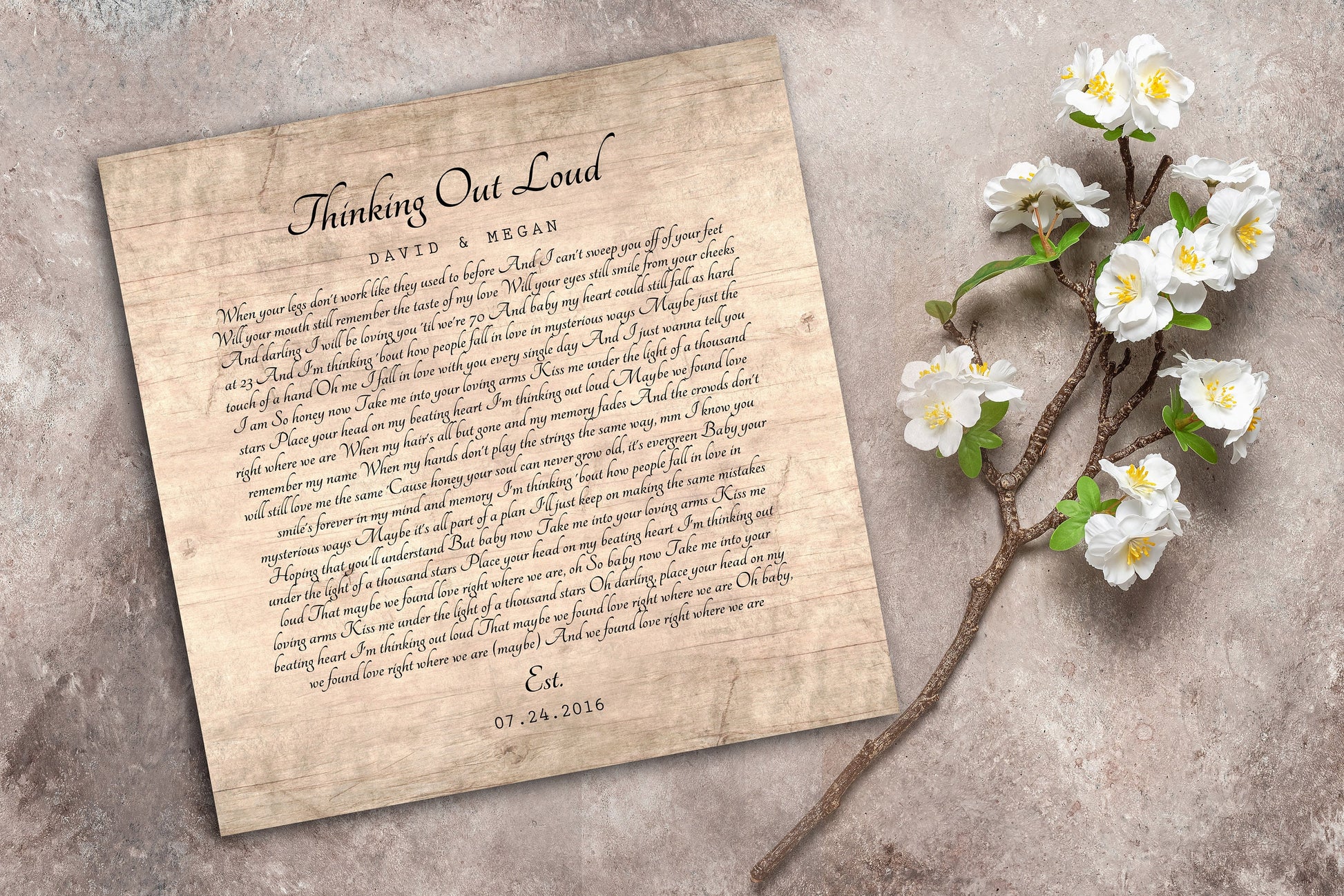 Wedding Song Lyric Sign on Wood - HoneycombProverbs - Signs - 5 year anniversary gifts